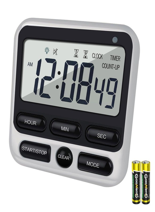 MLWSHR Multinational Digital Dual Kitchen Timer with Magnetic Mount, 24-Hour Countdown & Stopwatch, Alarm Clock, Calendar, Visual & Audio Alerts, Mute Option, Batteries Included - Image 1